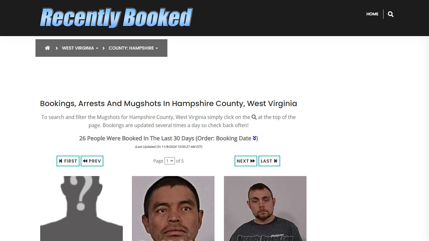 Bookings, Arrests and Mugshots in Hampshire County, West Virginia